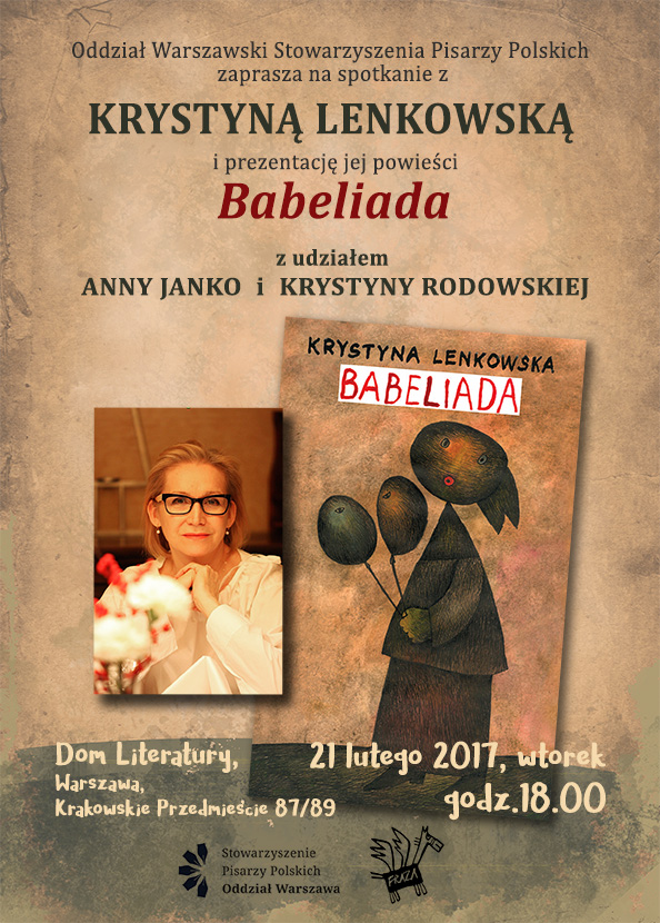 Spotkanie z Krystyną Lenkowską i promocja Babeliady w Domu Literatury w Warszawie.