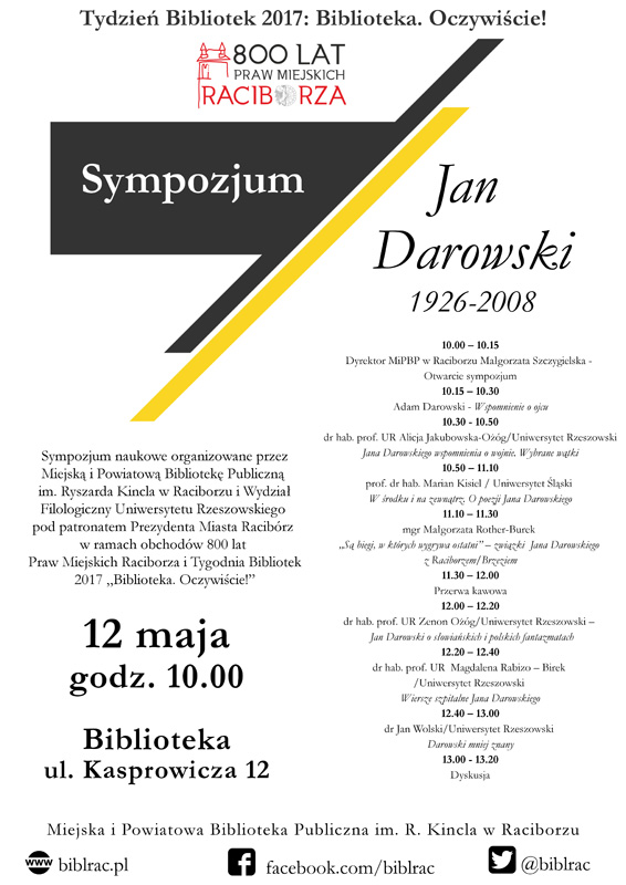 Sympozjum o Janie Darowskim w Raciborzu