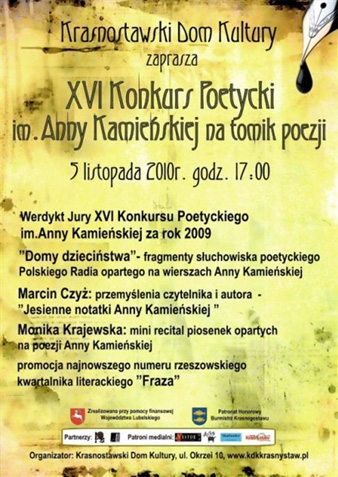 XVI Konkurs Poetycki im. Anny Kamieńskiej w Krasnymstawie