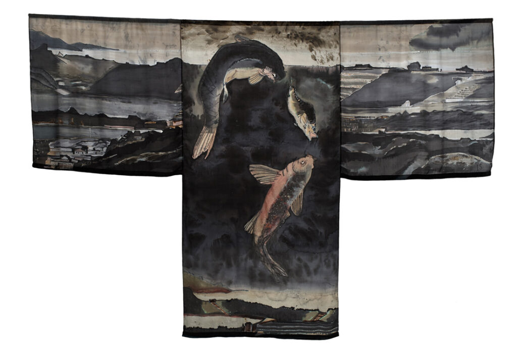 Joanna Stasiak, Miasta ryb, 2019, jedwab 236x344