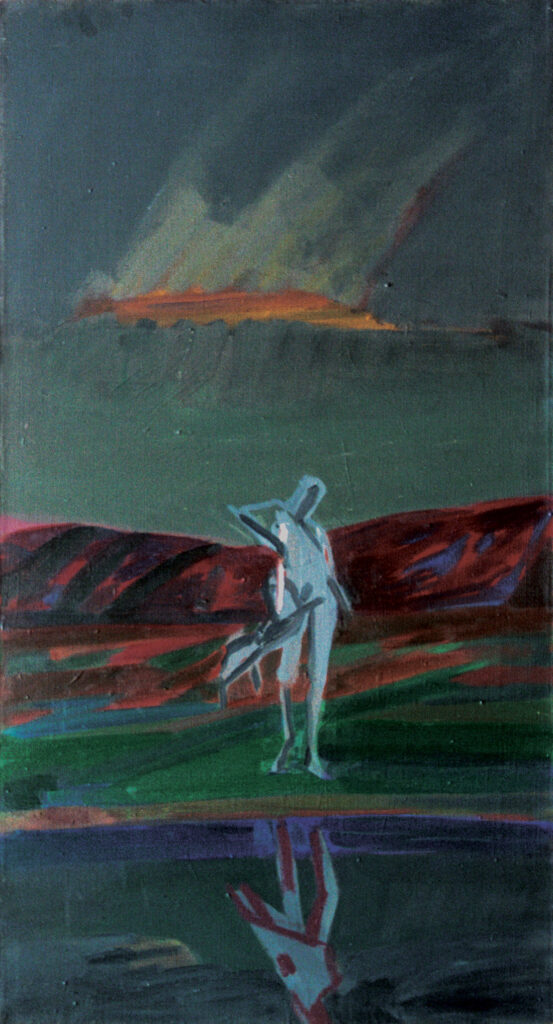 Joanna Stasiak, Spotkanie z Argosem, 2002, akryl, płótno, 100x54