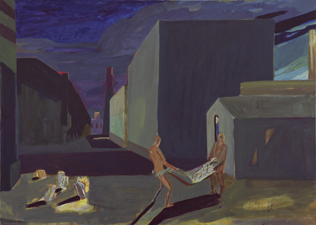 Joanna Stasiak, Dżuma, olej, płótno 2003, 100x140