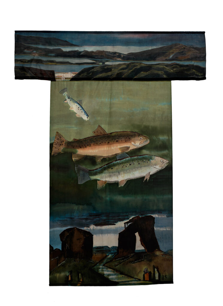 Joanna Stasiak, Miasta ryb, 2018, jedwab 245x187