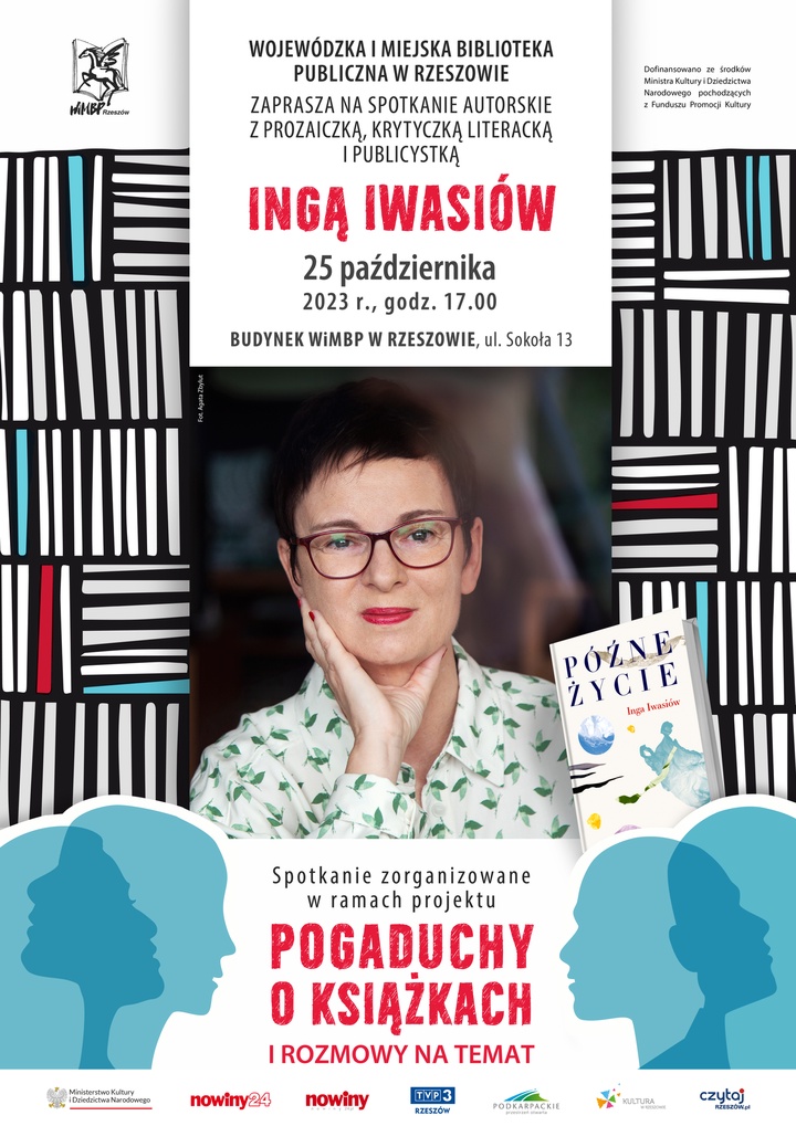 Spotkanie z Ingą Iwasiów w Wojewódzkiej i Miejskiej Bibliotece Publicznej w Rzeszowie 19 października 2023 r.