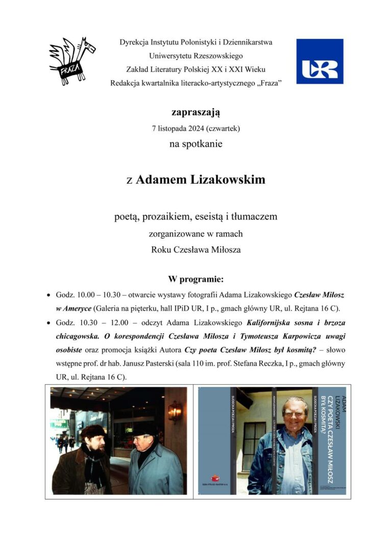 7 listopada (czwartek) spotkanie z Adamem Lizakowskim v 2(1)